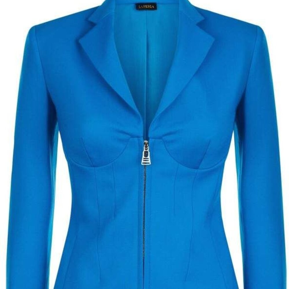 NWT La Perla Teal Desk to Dinner Wool Corset Jacket US 2